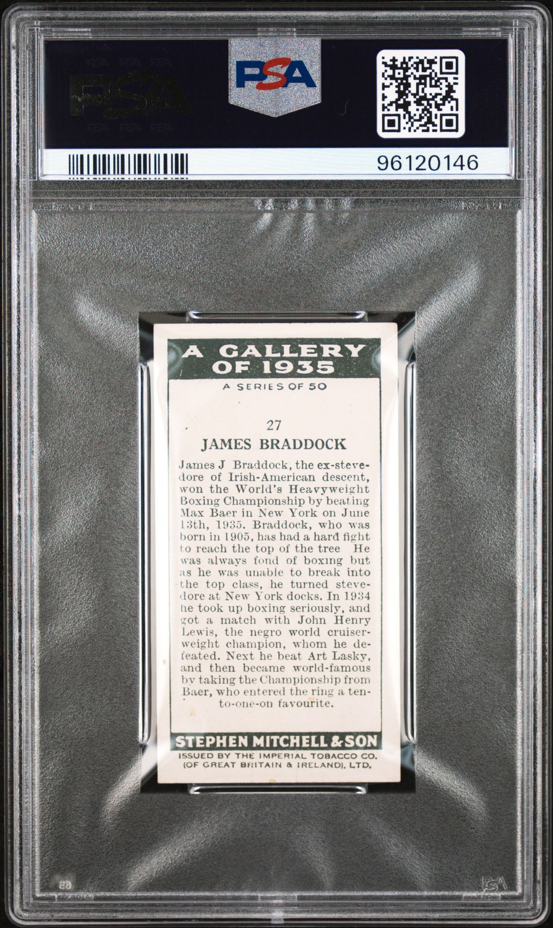 Mitchell - 'A Gallery of 1935' (1936) - James Braddock **PSA7** Mitchell - 'A Gallery of 1935' (1936) - James Braddock **PSA7**
