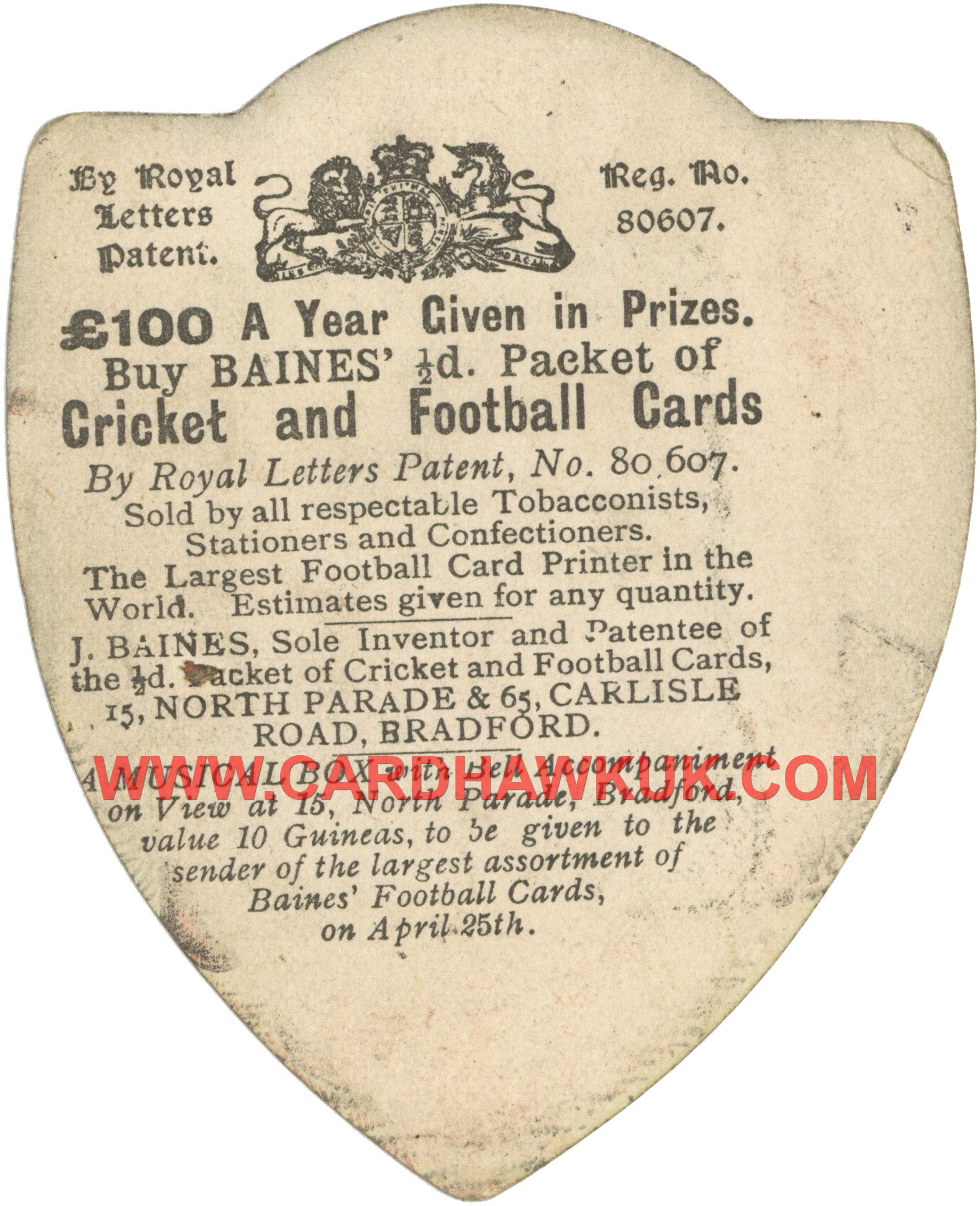 J. Baines - 'Rugby Shields' (c1890-1892) - John Donaldson Boswall - Scotland Rugby **ROOKIE** J. Baines - 'Rugby Shields' (c1890-1892) - John Donaldson Boswall - Scotland Rugby **ROOKIE**