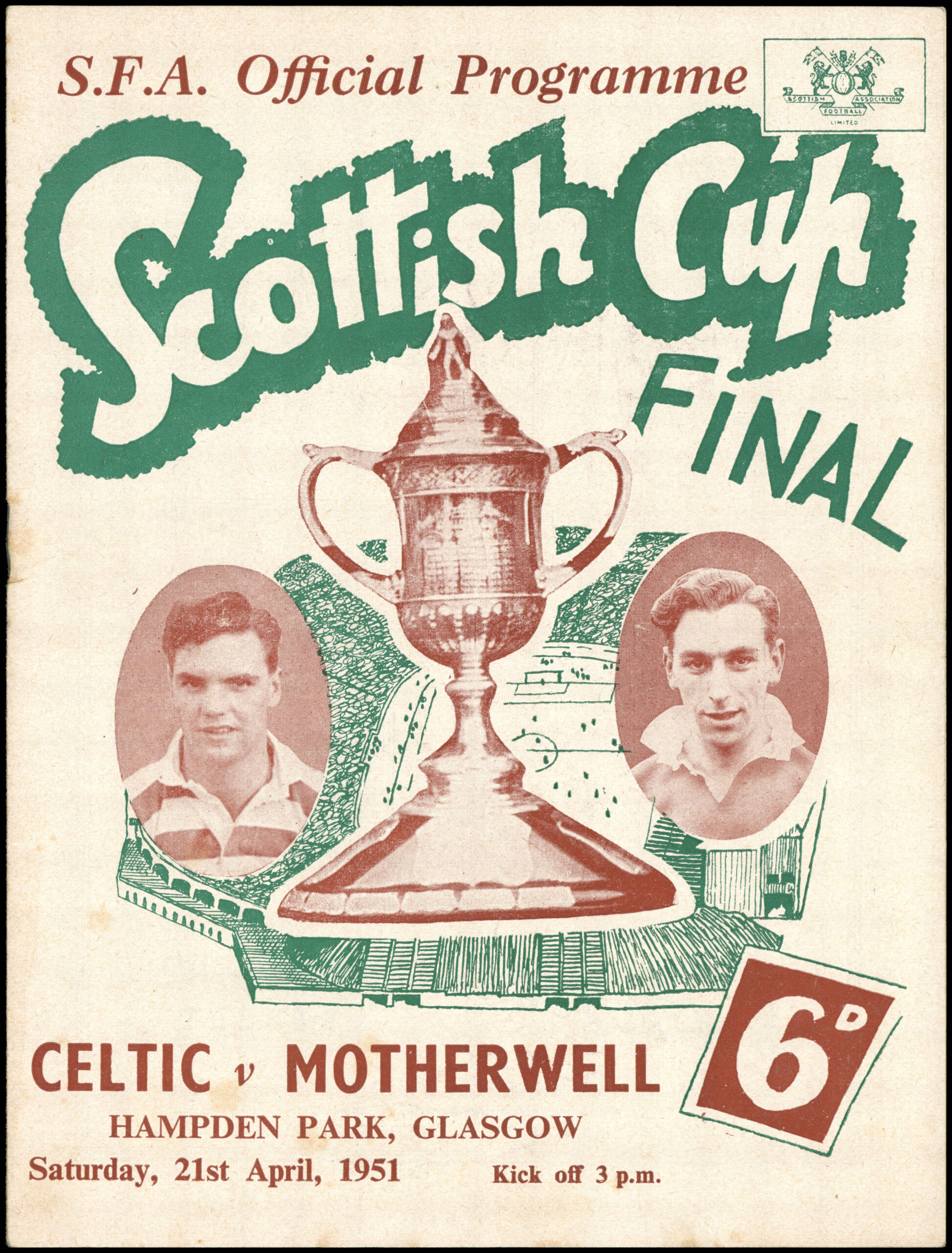 Football Programme Celtic v Motherwell Scottish Cup Final 1951 + Ticket Football Programme Celtic v Motherwell Scottish Cup Final 1951 + Ticket