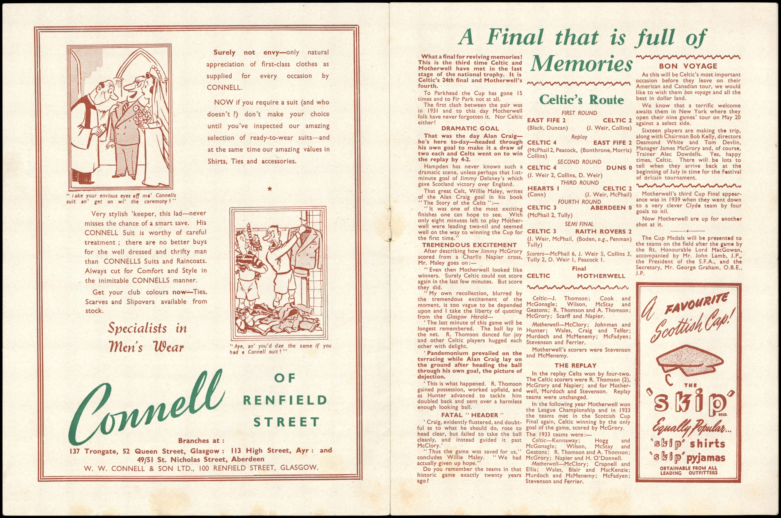 Football Programme Celtic v Motherwell Scottish Cup Final 1951 + Ticket Football Programme Celtic v Motherwell Scottish Cup Final 1951 + Ticket