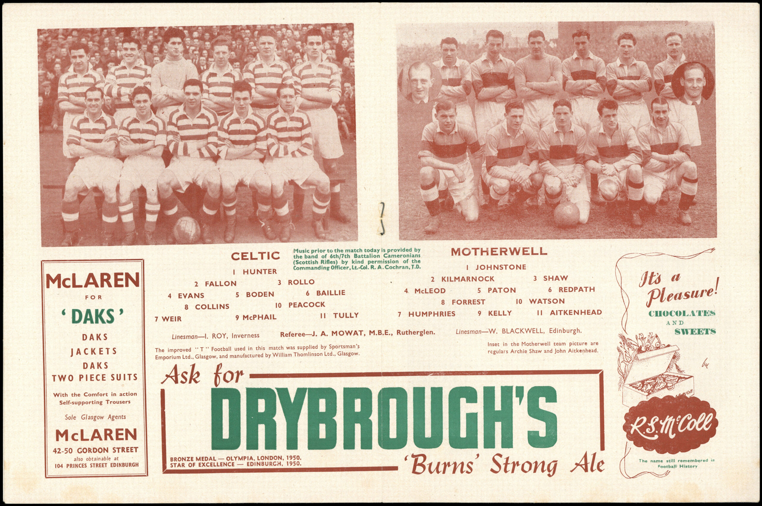 Football Programme Celtic v Motherwell Scottish Cup Final 1951 + Ticket Football Programme Celtic v Motherwell Scottish Cup Final 1951 + Ticket