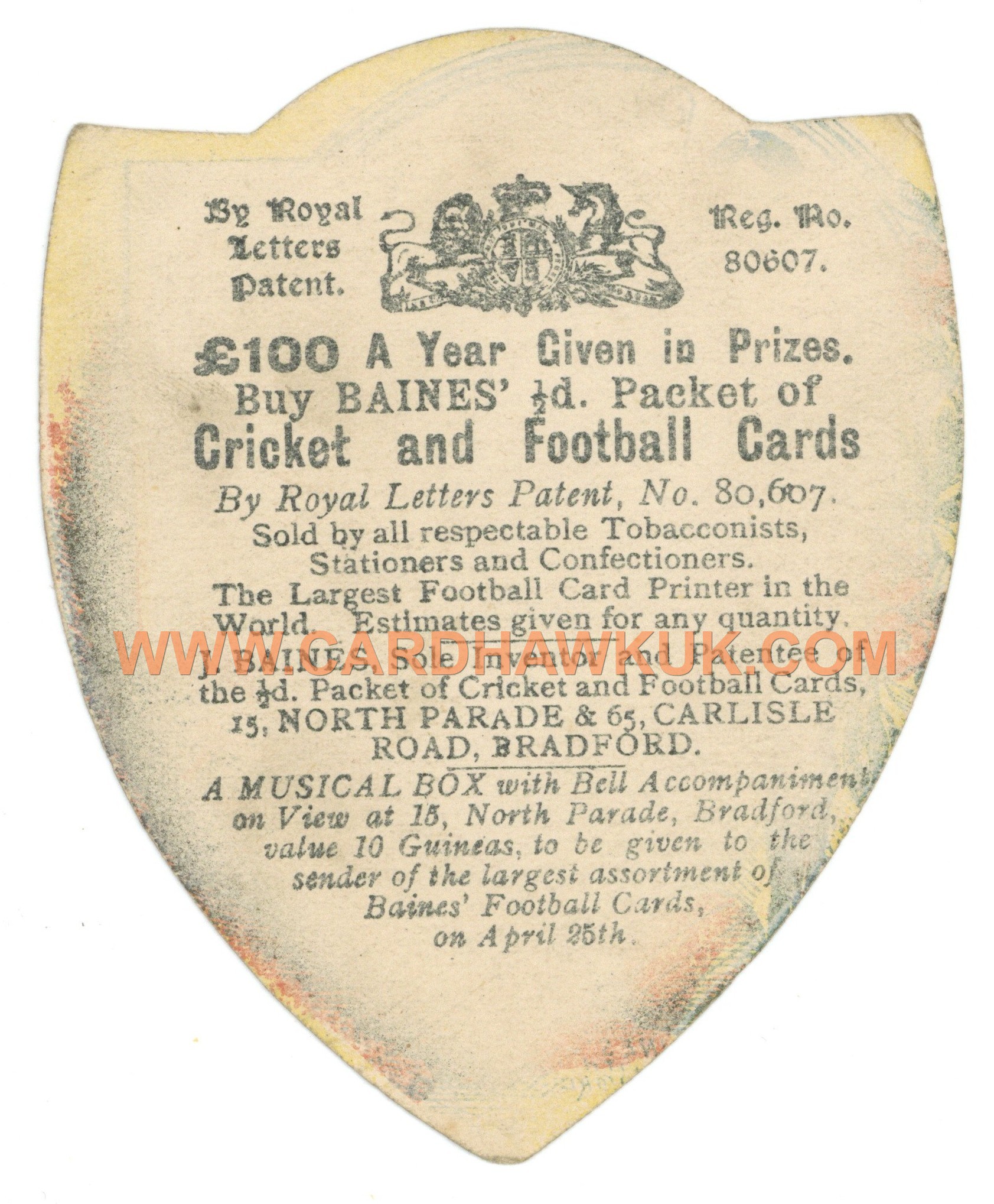 J. Baines - 'Rugby Shields' (c1891-4) - Lapping - Hunslet J. Baines - 'Rugby Shields' (c1891-4) - Lapping - Hunslet