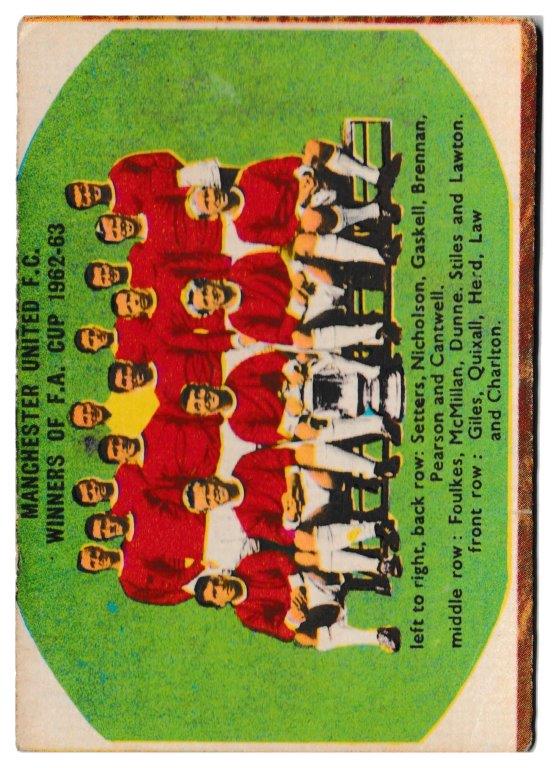 A&BC - 'Footballers (1963/64 - English Series 1)' - Card #55 - Checklist (Manchester United) A&BC - 'Footballers (1963/64 - English Series 1)' - Card #55 - Checklist (Manchester United)