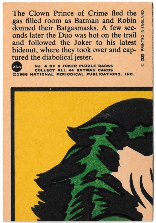 A&BC - 'Batman (1-44A)' (1966) - Card #26 - The Joker's Last Laugh A&BC - 'Batman (1-44A)' (1966) - Card #26 - The Joker's Last Laugh