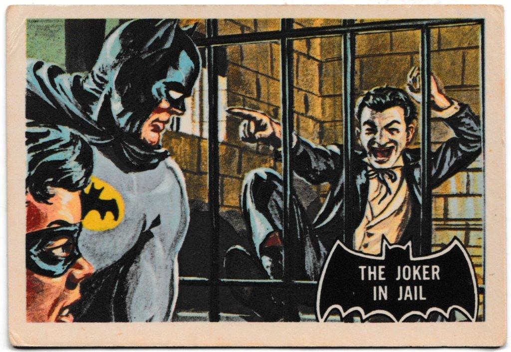 A&BC - 'Batman (Pink Back)' (1966) - Card #13 - The Joker in Jail A&BC - 'Batman (Pink Back)' (1966) - Card #13 - The Joker in Jail