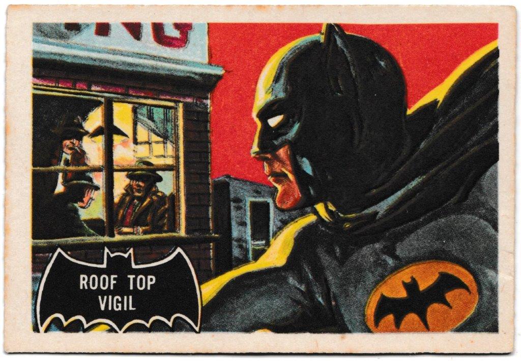 A&BC - 'Batman (Pink Back)' (1966) - Card #5 - Roof Top Vigil A&BC - 'Batman (Pink Back)' (1966) - Card #5 - Roof Top Vigil