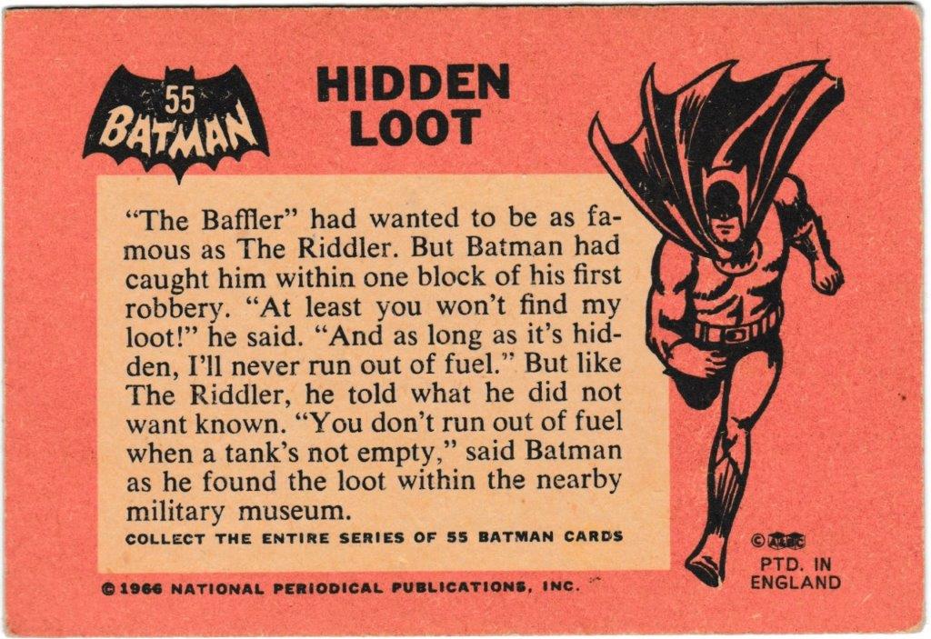 A&BC - 'Batman (Pink Back)' (1966) - Card #55 - Hidden Loot A&BC - 'Batman (Pink Back)' (1966) - Card #55 - Hidden Loot