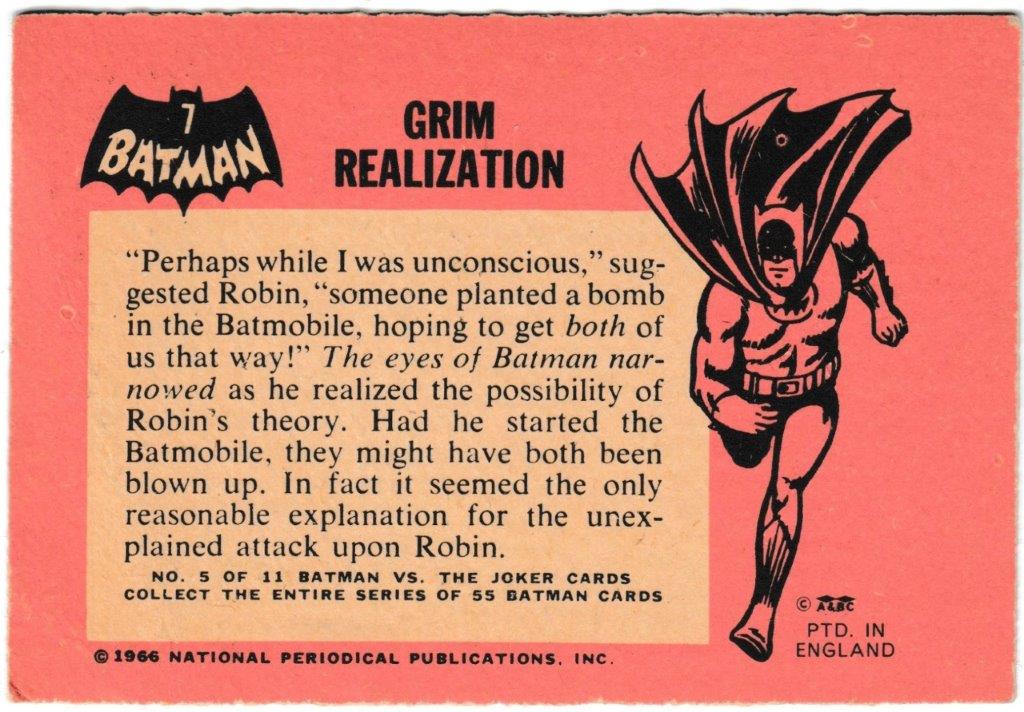 A&BC - 'Batman (Pink Back)' (1966) - Card #7 - Grim Realization A&BC - 'Batman (Pink Back)' (1966) - Card #7 - Grim Realization