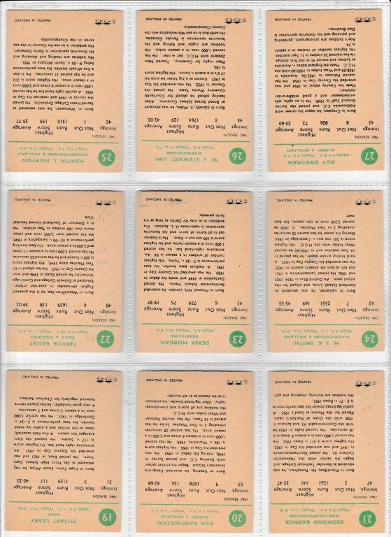 A&BC - 'Cricketers 1961 (90 x 64)' - Complete Set A&BC - 'Cricketers 1961 (90 x 64)' - Complete Set