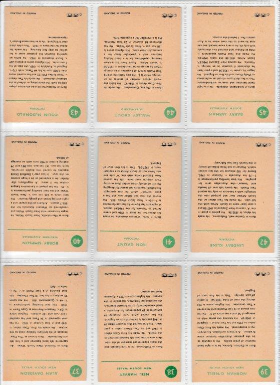 A&BC - 'Cricketers 1961 (90 x 64)' - Complete Set A&BC - 'Cricketers 1961 (90 x 64)' - Complete Set