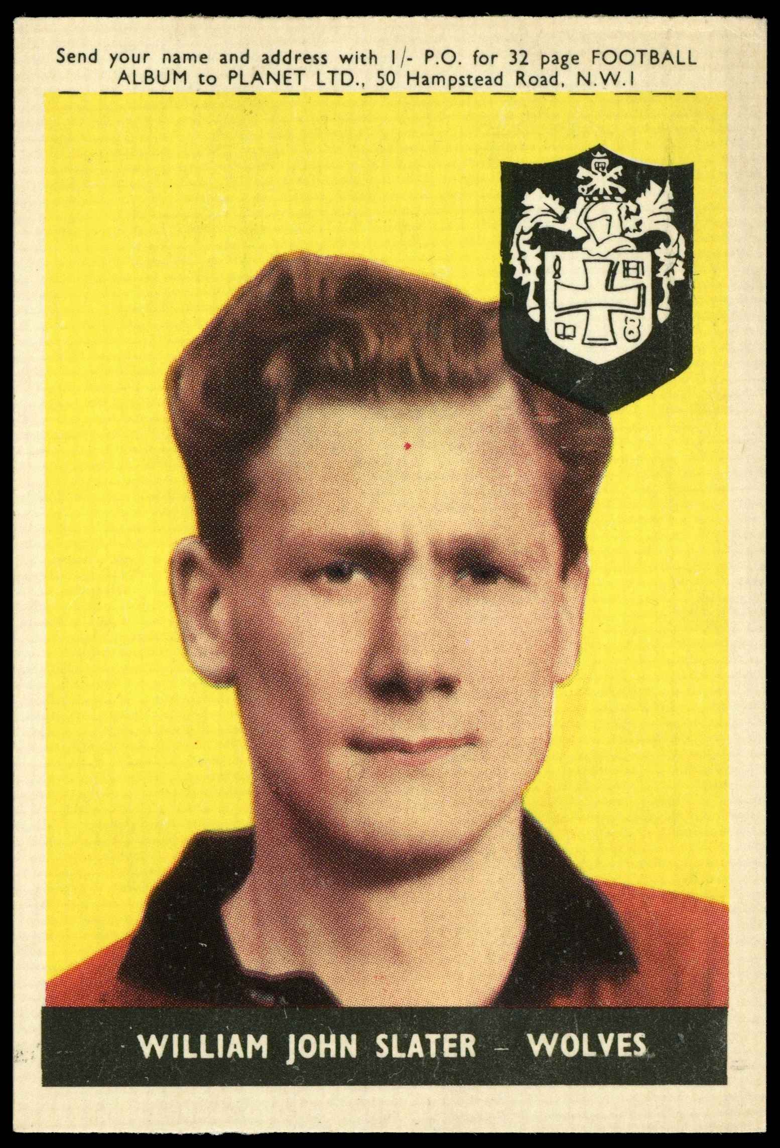 A&BC - 'Footballers (1958/59 Planet)' (1958) - William Slater (Wolves) A&BC - 'Footballers (1958/59 Planet)' (1958) - William Slater (Wolves)