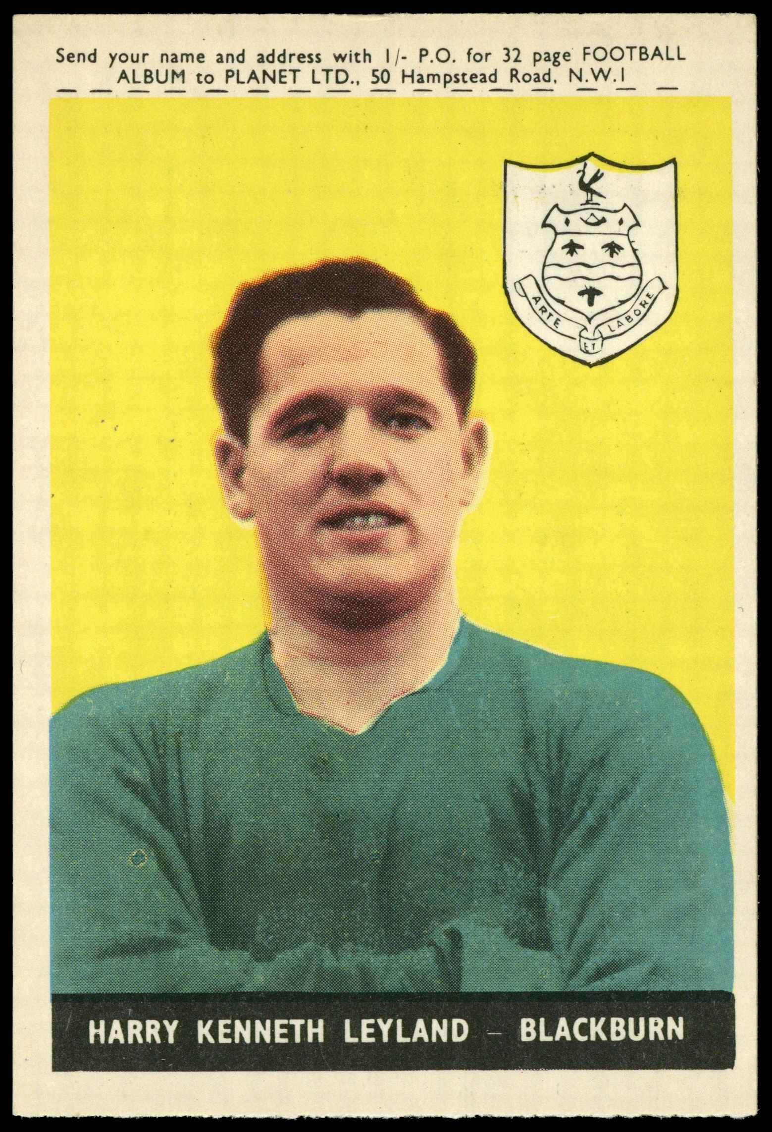 A&BC - 'Footballers (1958/59 Planet)' (1958) - Harry Leyland (Blackburn) A&BC - 'Footballers (1958/59 Planet)' (1958) - Harry Leyland (Blackburn)