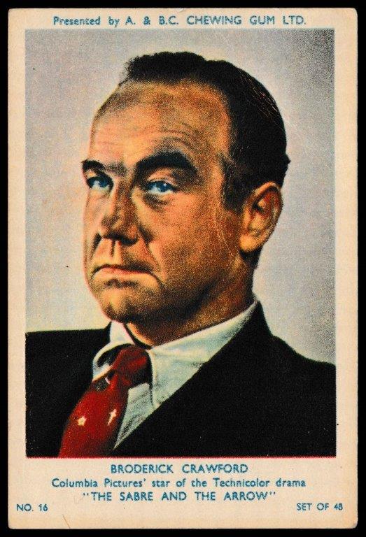 A&BC - 'Film & TV Stars (Series 1)' (1953) - Broderick Crawford A&BC - 'Film & TV Stars (Series 1)' (1953) - Broderick Crawford