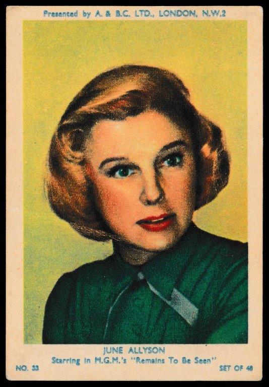 A&BC - 'Film & TV Stars (Series 1)' (1953) - Jun Alysson A&BC - 'Film & TV Stars (Series 1)' (1953) - Jun Alysson