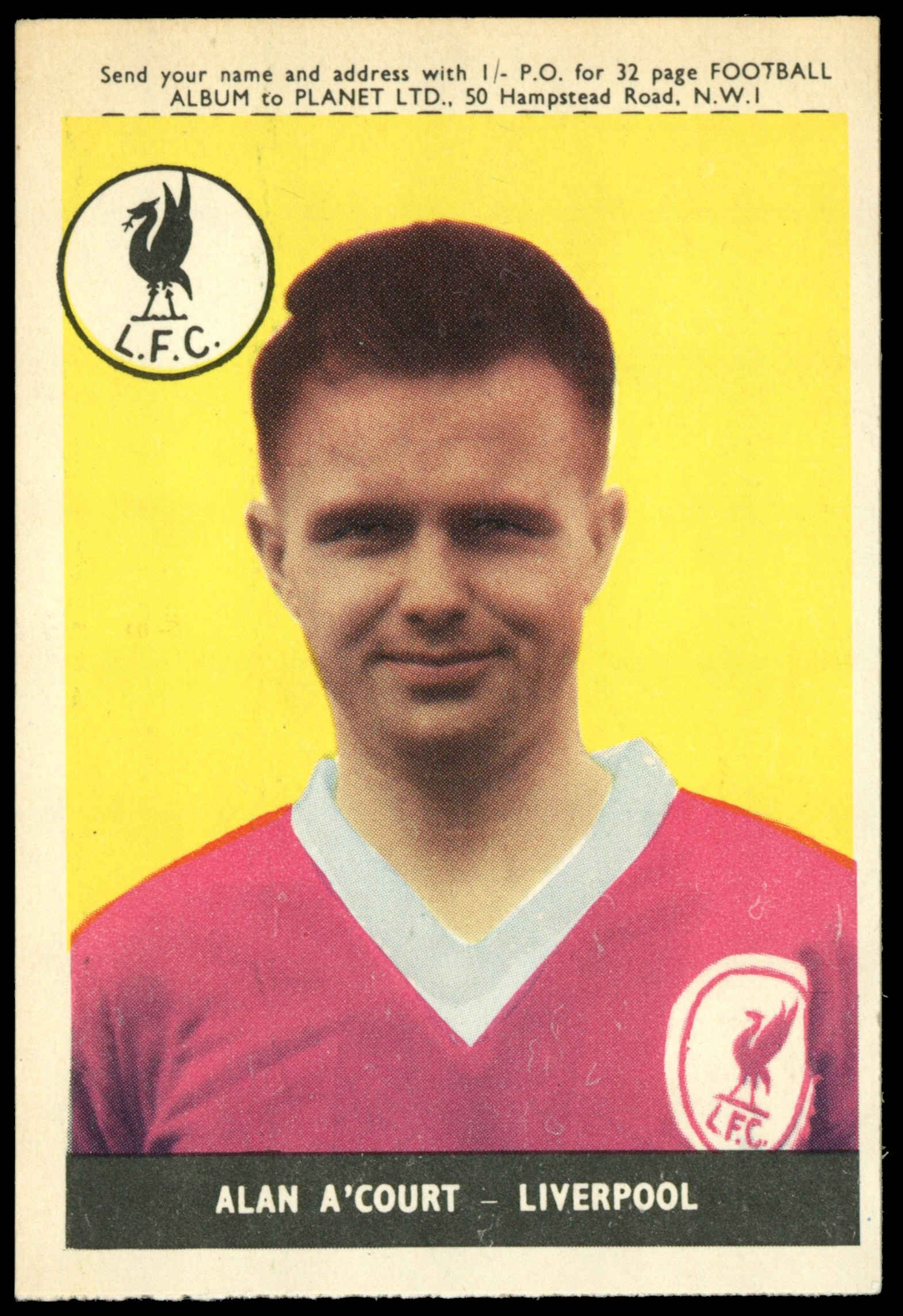 A&BC - 'Footballers (1958/59 Planet)' (1958) - Alan A'Court (Liverpool) A&BC - 'Footballers (1958/59 Planet)' (1958) - Alan A'Court (Liverpool)