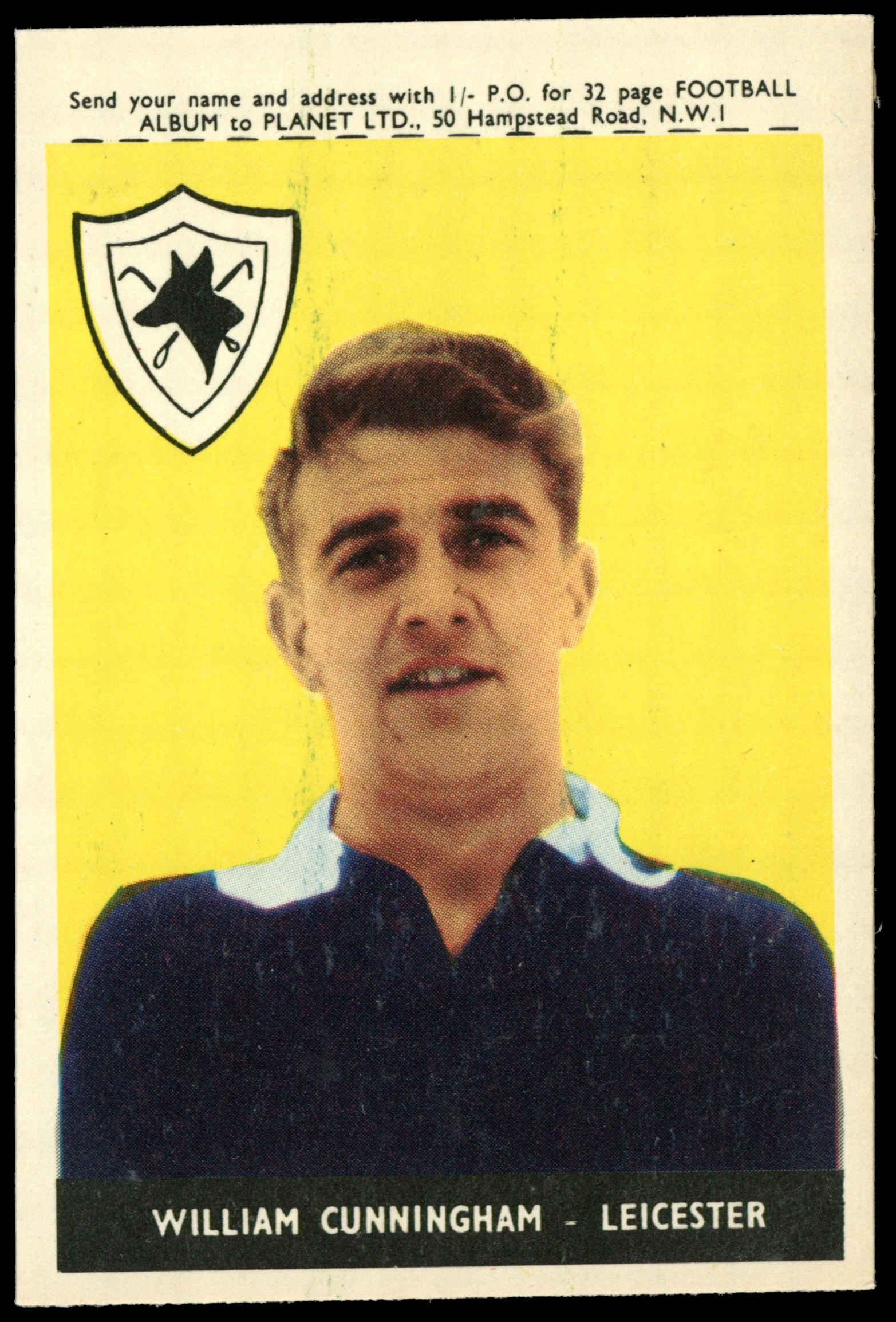 A&BC - 'Footballers (1958/59 Planet)' (1958) - William Cunningham (Leicester City) A&BC - 'Footballers (1958/59 Planet)' (1958) - William Cunningham (Leicester City)
