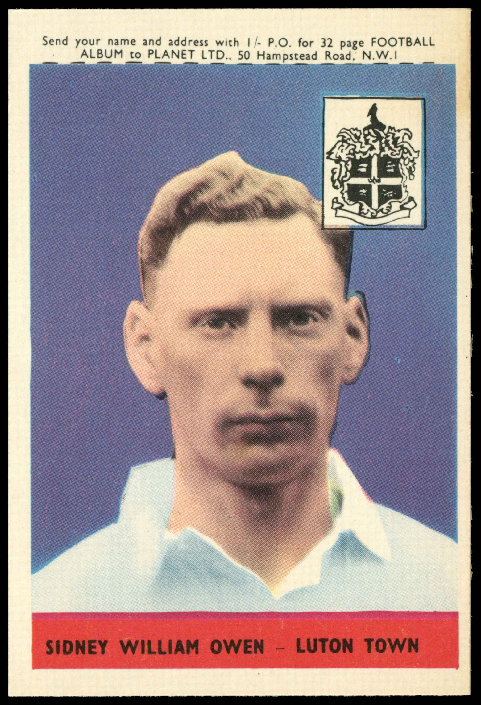 A&BC - 'Footballers (1958/59 Planet)' (1958) - Sydney Owen (Luton Town) A&BC - 'Footballers (1958/59 Planet)' (1958) - Sydney Owen (Luton Town)