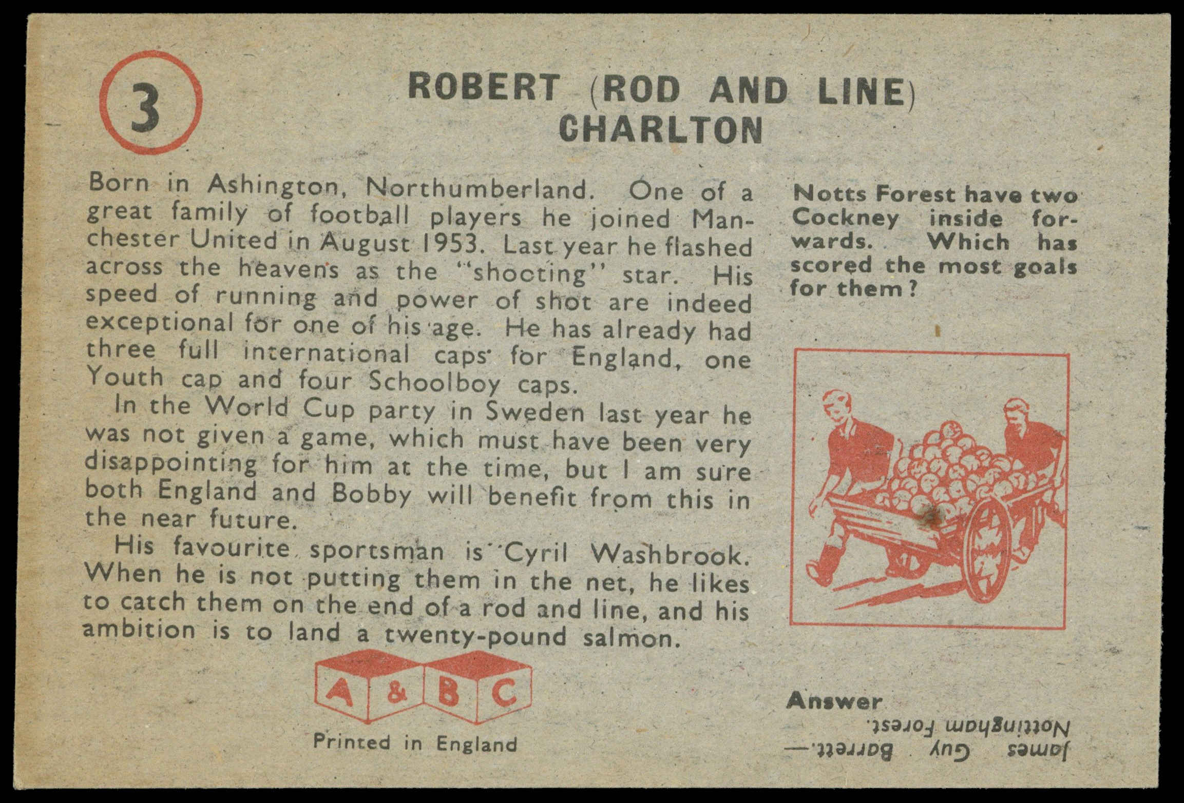 A&BC - 'Footballers (1958/59 Planet)' (1958) - Robert Charlton (Man Utd) A&BC - 'Footballers (1958/59 Planet)' (1958) - Robert Charlton (Man Utd)