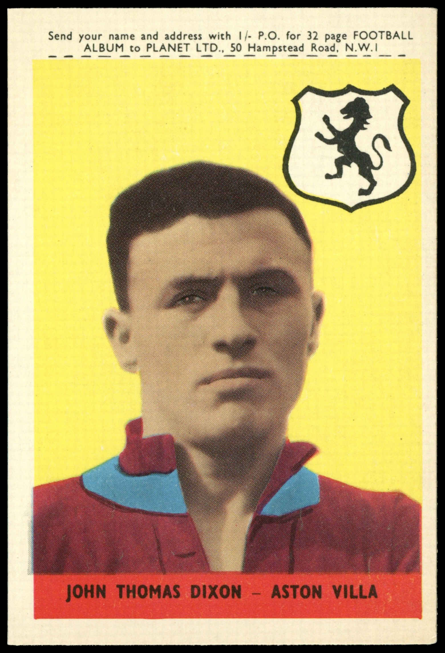A&BC - 'Footballers (1958/59 Planet)' (1958) - John Dixon (Aston Villa) A&BC - 'Footballers (1958/59 Planet)' (1958) - John Dixon (Aston Villa)