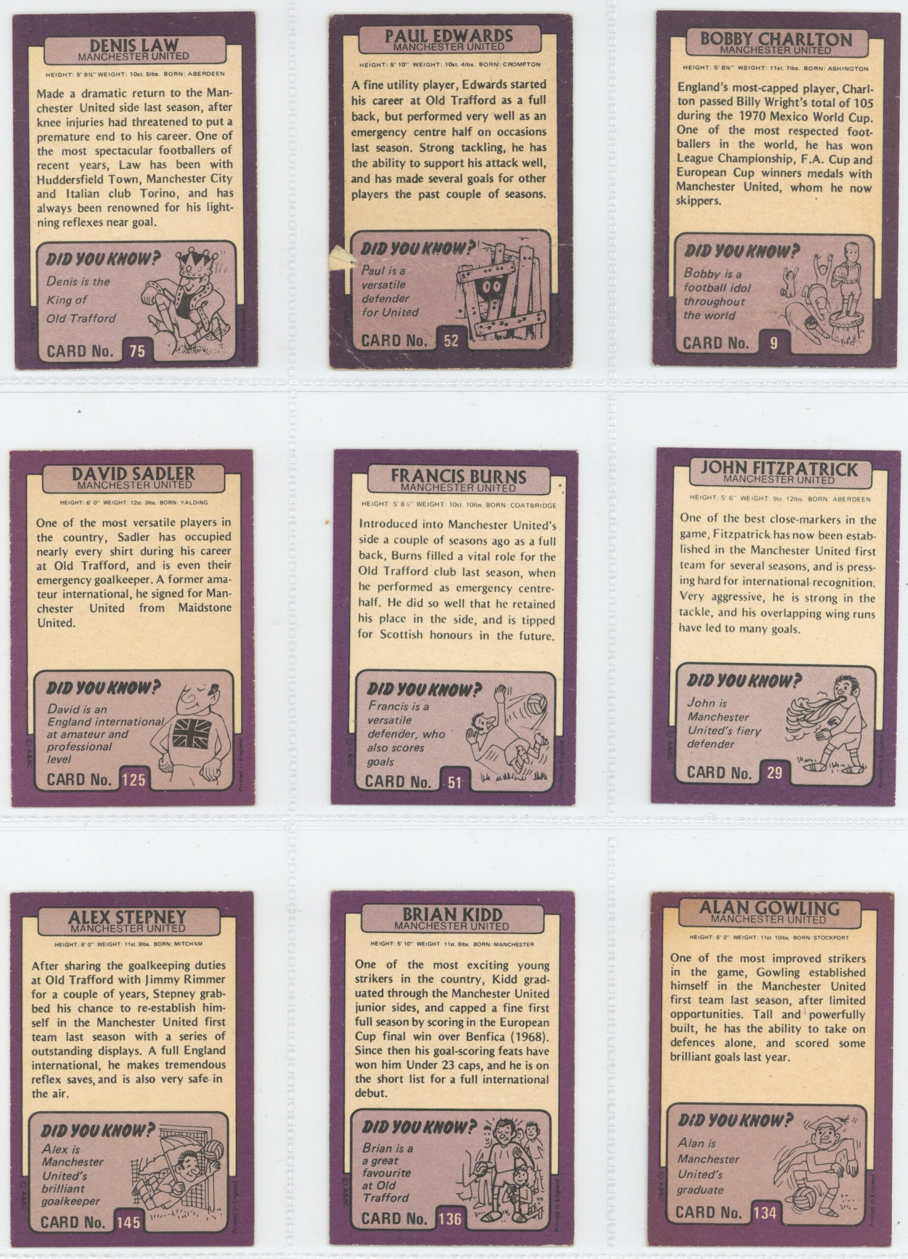 A&BC - 'Manchester United Various 1971 (Purple)' - (1971) A&BC - 'Manchester United Various 1971 (Purple)' - (1971)
