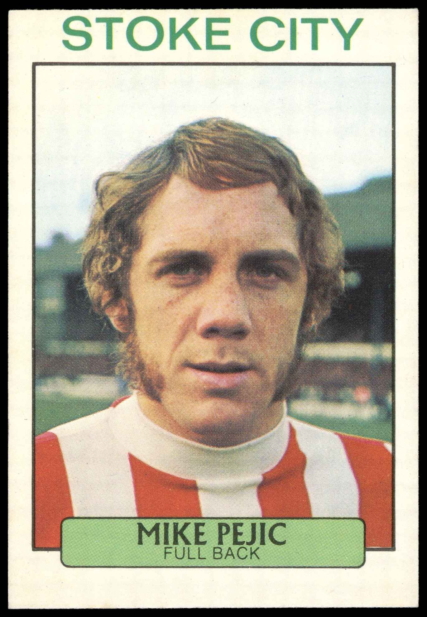 A&BC - 'Footballers 1971/72 S2' (1971) - Mike Pejic (Stoke City) A&BC - 'Footballers 1971/72 S2' (1971) - Mike Pejic (Stoke City)