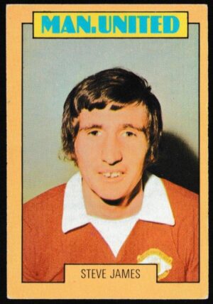 A&BC - 'Footballers (1973-74 S2 Blue Back)' (1973) - Card #137 - Steve James (Man Utd)