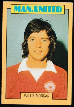 A&BC - 'Footballers (1973-74 S2 Blue Back)' (1973) - Card #232 - Willie Morgan (Man Utd)
