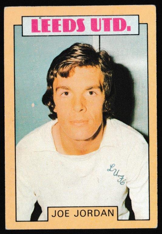 A&BC - 'Footballers (1973-74 S2 Blue Back)' (1973) - Card #257 - Joe Jordan (Leeds Utd) A&BC - 'Footballers (1973-74 S2 Blue Back)' (1973) - Card #257 - Joe Jordan (Leeds Utd)