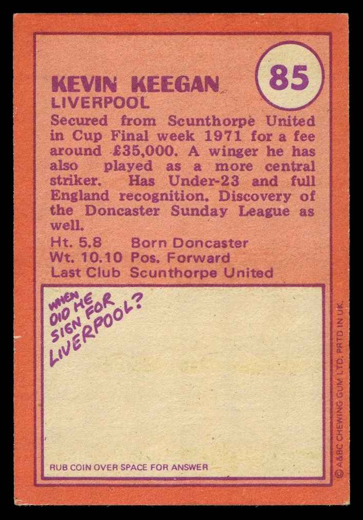 A&BC - 'Footballers (1974/75)' (1973) - Kevin Keegan (Liverpool) A&BC - 'Footballers (1974/75)' (1973) - Kevin Keegan (Liverpool)