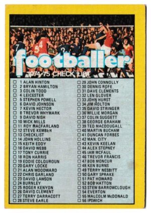 A&BC - 'Footballers (1974/75)' (1974) - Checklist