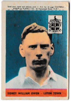 A&BC - 'Footballers 1958/59 Series 1 (Planet Ltd)' (1958) - Card #36 - Sidney Owen (Luton Town) A&BC - 'Footballers 1958/59 Series 1 (Planet Ltd)' (1958) - Card #36 - Sidney Owen (Luton Town)