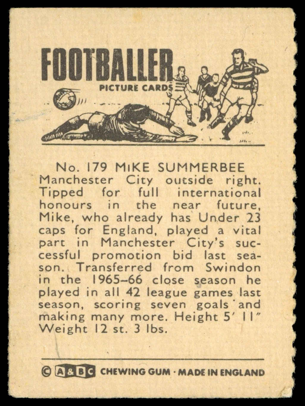 A&BC - 'Footballers 1966 S2' (1966) - Mike Summerbee (Manchester City) A&BC - 'Footballers 1966 S2' (1966) - Mike Summerbee (Manchester City)