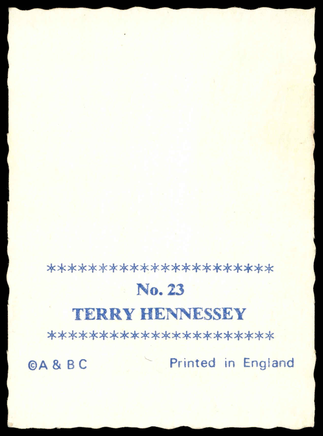 A&BC - 'Footballers (1969/70 - Crinkle Series 2)' (1969) - Terry Hennessey (Nottingham Forest) A&BC - 'Footballers (1969/70 - Crinkle Series 2)' (1969) - Terry Hennessey (Nottingham Forest)