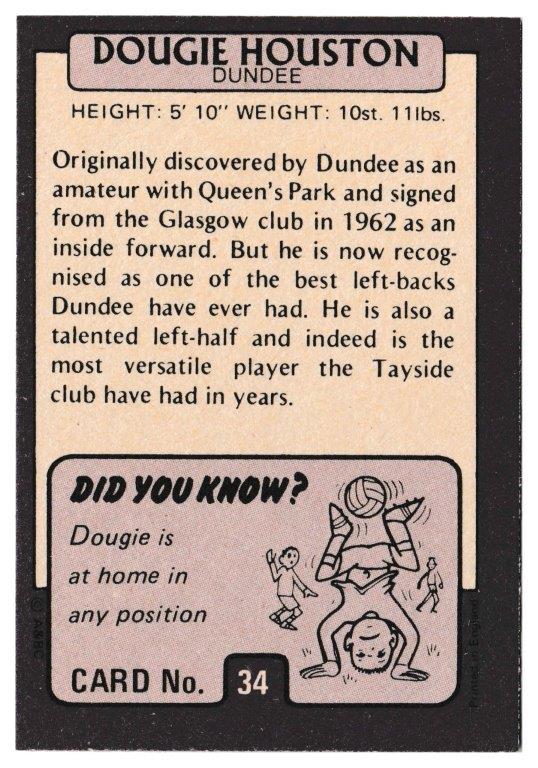 A&BC - 'Footballers (1971/72 - Scottish Series 1)' (1971) - Dougie Houston (Dundee) A&BC - 'Footballers (1971/72 - Scottish Series 1)' (1971) - Dougie Houston (Dundee)
