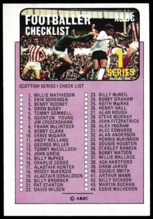 A&BC - 'Footballers (1971/72 - Scottish Series 1)' (1971) - Checklist - Series 1 A&BC - 'Footballers (1971/72 - Scottish Series 1)' (1971) - Checklist - Series 1