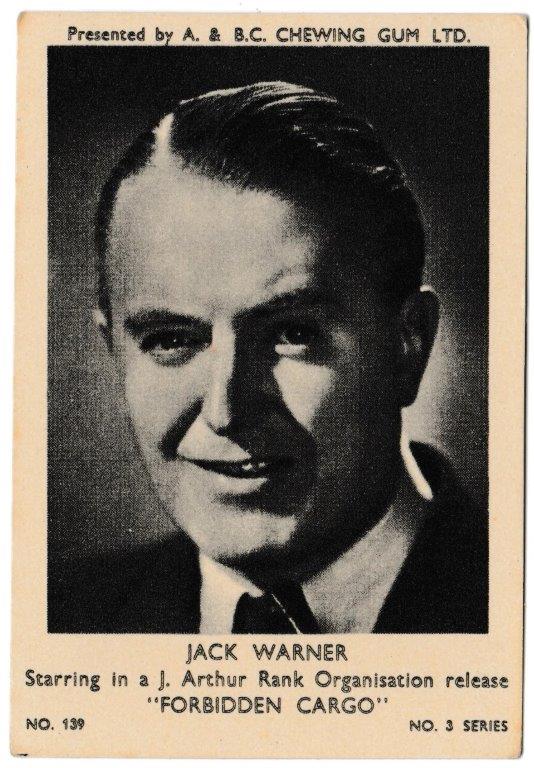 A&BC - 'Film & TV Stars No. 3 Series' (1954) - Card #139 - Jack Warner A&BC - 'Film & TV Stars No. 3 Series' (1954) - Card #139 - Jack Warner