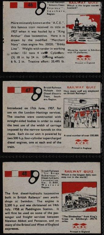 A&BC - 'Railway Quiz (48)' - Complete Set A&BC - 'Railway Quiz (48)' - Complete Set