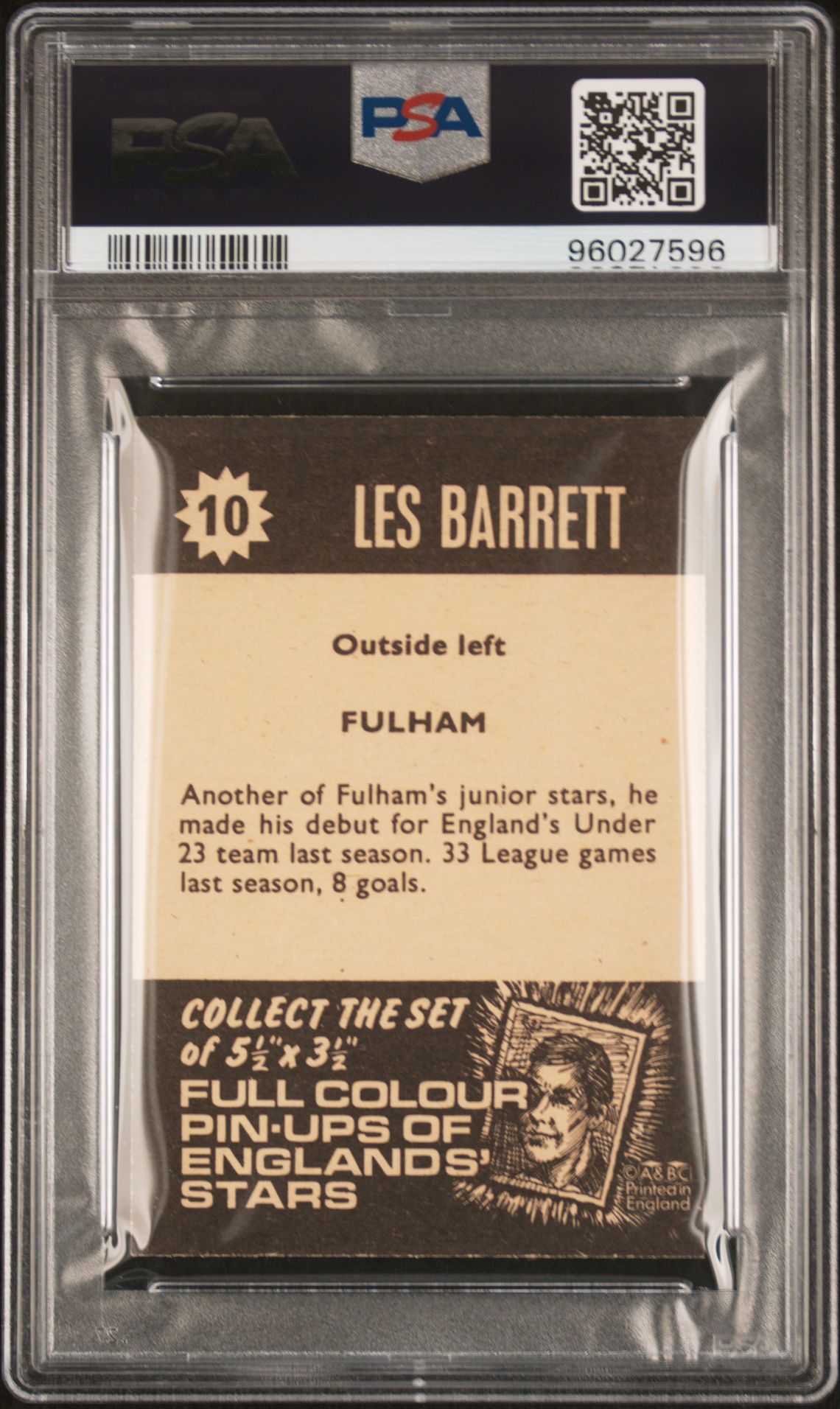 A&BC - 'Football Star Players' (1967) - Les Barrett (Fulham) **PSA7** A&BC - 'Football Star Players' (1967) - Les Barrett (Fulham) **PSA7**