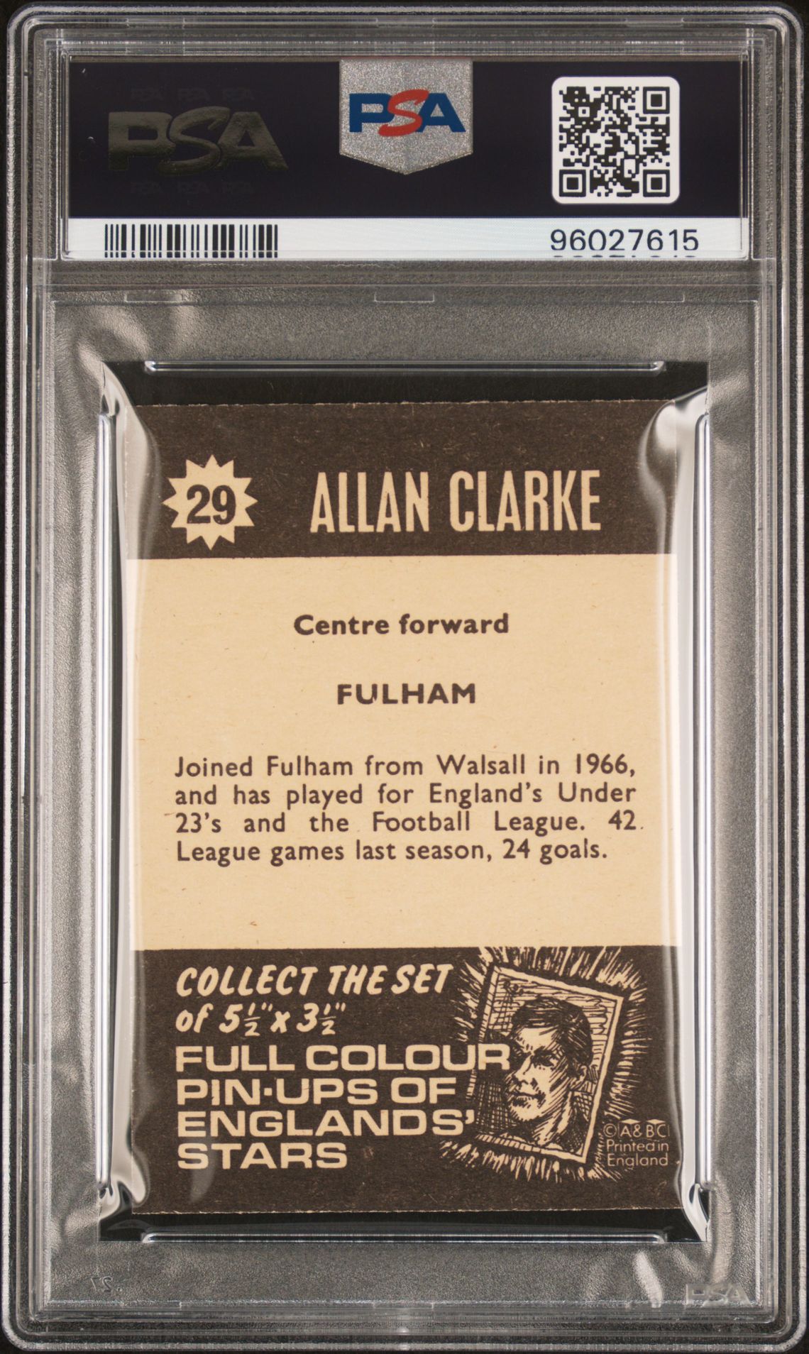 A&BC - 'Football Star Players' (1967) - Alan Clarke (Fulham) **PSA7** A&BC - 'Football Star Players' (1967) - Alan Clarke (Fulham) **PSA7**