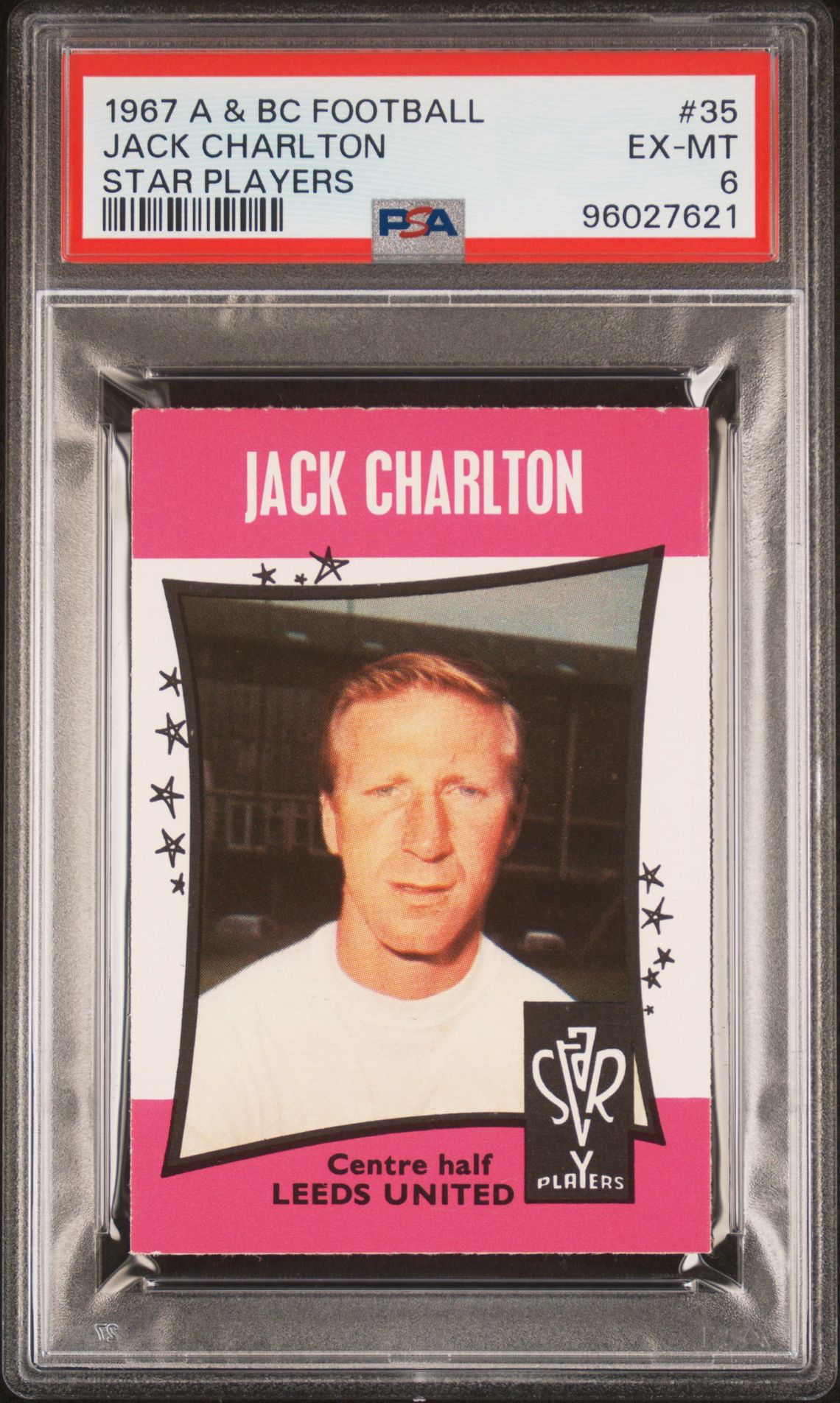 A&BC - 'Football Star Players' (1967) - Jackie Charlton (Leeds United) **PSA6** A&BC - 'Football Star Players' (1967) - Jackie Charlton (Leeds United) **PSA6**