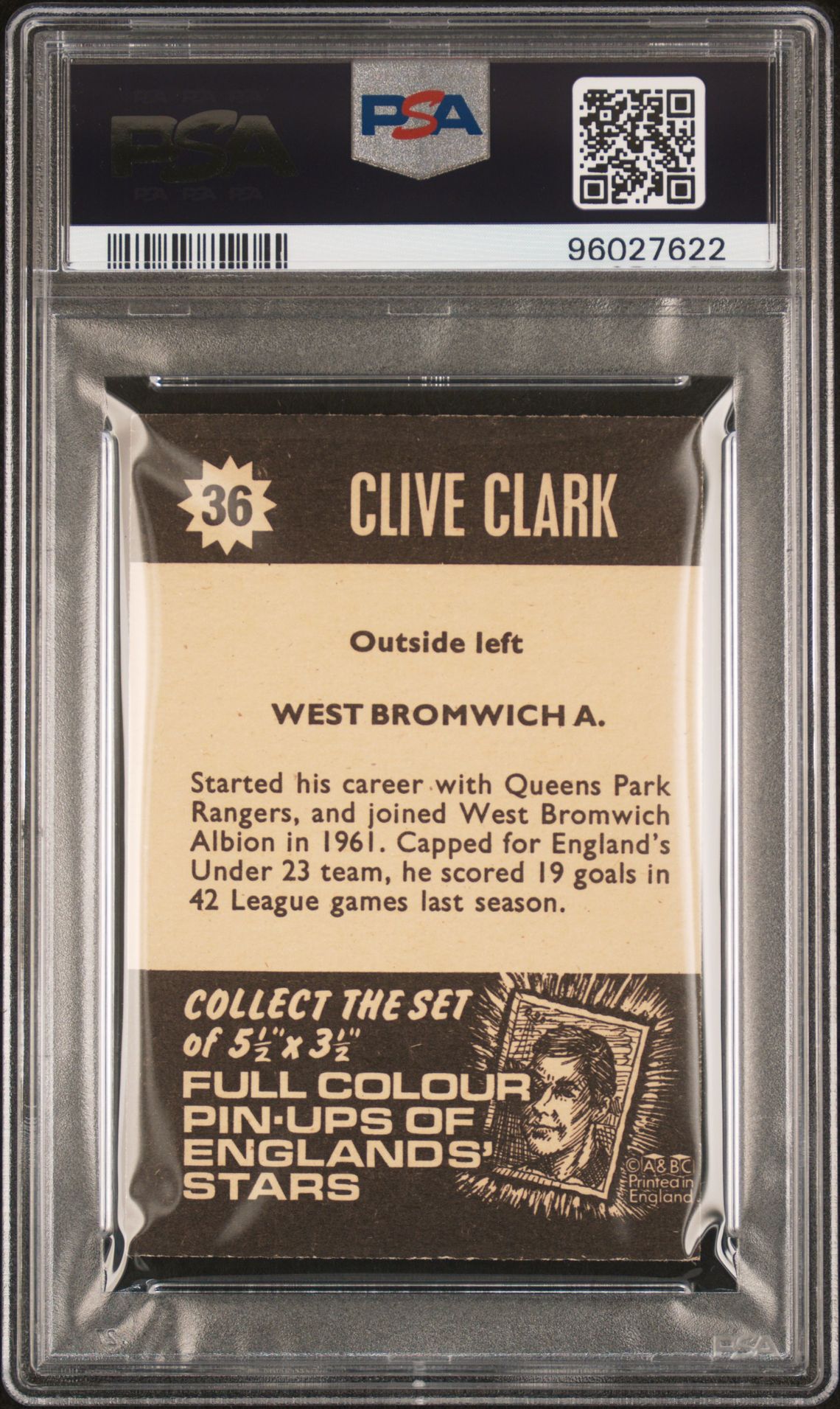 A&BC - 'Football Star Players' (1967) - Clive Clark (West Bromwich Albion) **PSA6** A&BC - 'Football Star Players' (1967) - Clive Clark (West Bromwich Albion) **PSA6**