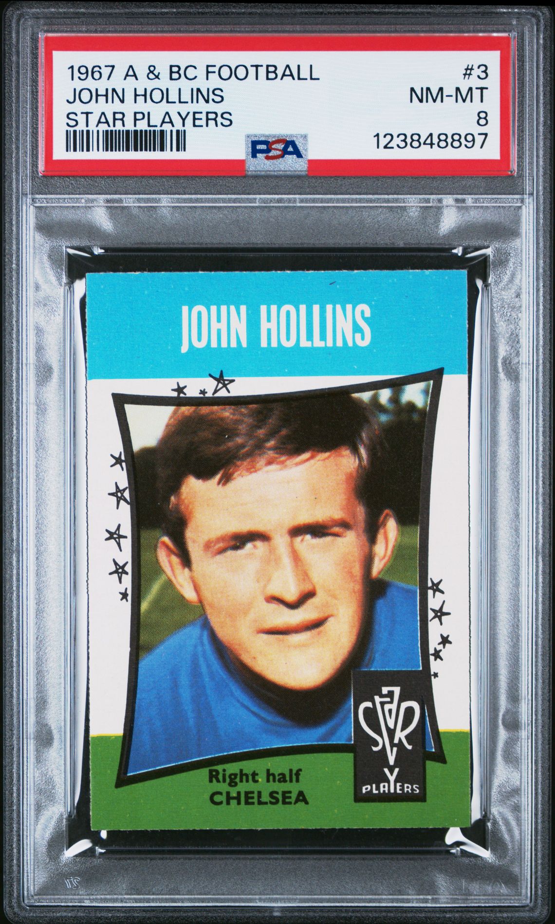 A&BC - 'Football Star Players' (1967) - John Hollins (Chelsea) **PSA8** A&BC - 'Football Star Players' (1967) - John Hollins (Chelsea) **PSA8**
