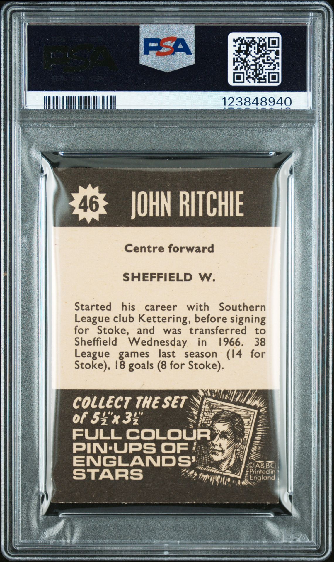A&BC - 'Football Star Players' (1967) - John Ritchie (Sheffield Wednesday) **PSA8** A&BC - 'Football Star Players' (1967) - John Ritchie (Sheffield Wednesday) **PSA8**