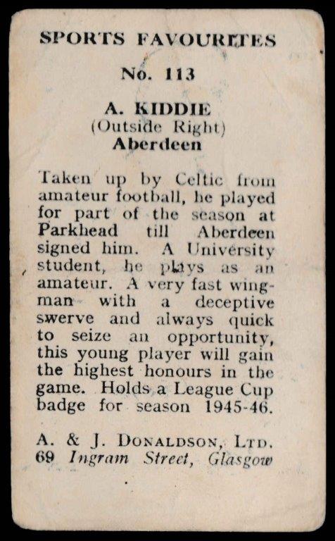 A&J Donaldson - 'Sports Favourites' - A. Kiddie (Aberdeen) A&J Donaldson - 'Sports Favourites' - A. Kiddie (Aberdeen)