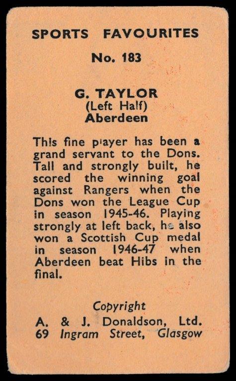 A&J Donaldson - 'Sports Favourites' - G. Taylor (Aberdeen) A&J Donaldson - 'Sports Favourites' - G. Taylor (Aberdeen)
