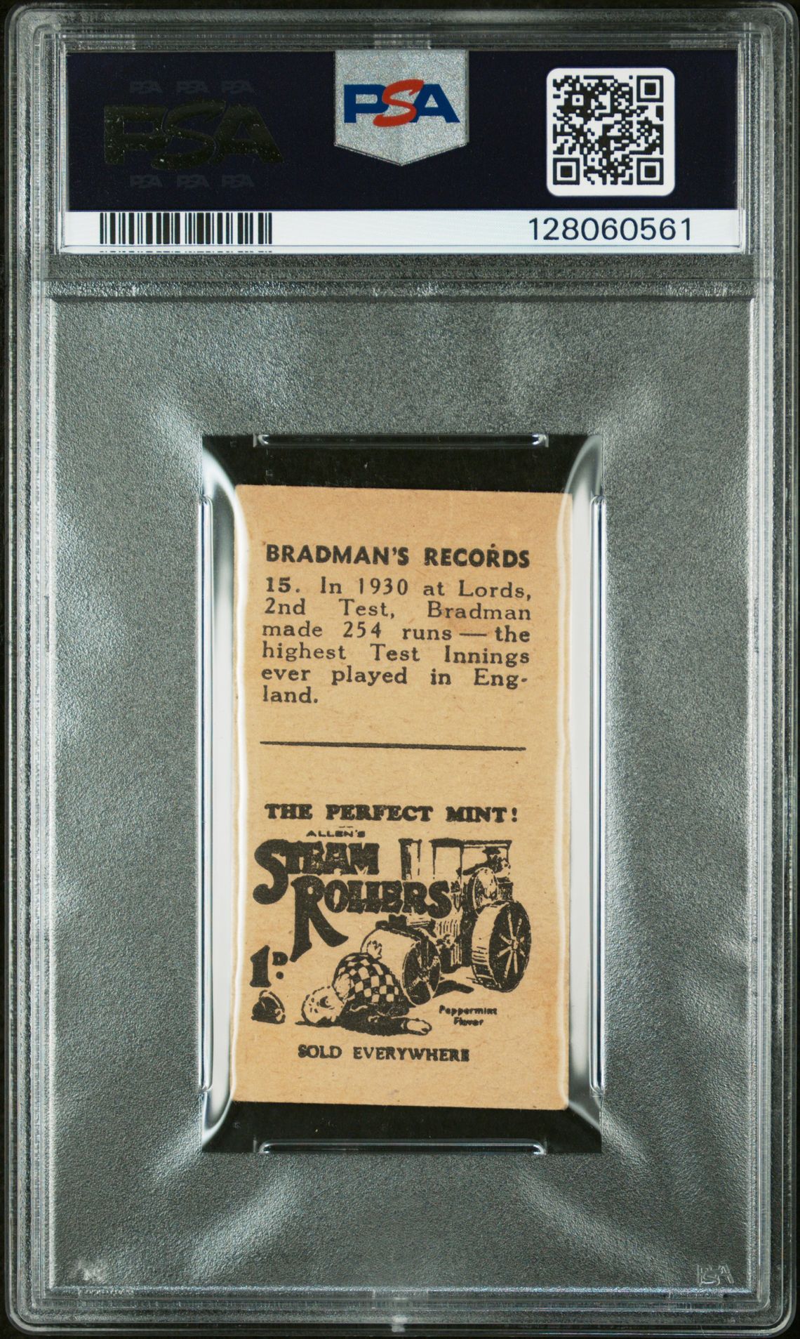 Allen's - 'Bradmans Records S1' (1931) - Bare Head. Playing Forward. Card in Horizontal Format. **PSA4** Allen's - 'Bradmans Records S1' (1931) - Bare Head. Playing Forward. Card in Horizontal Format. **PSA4**