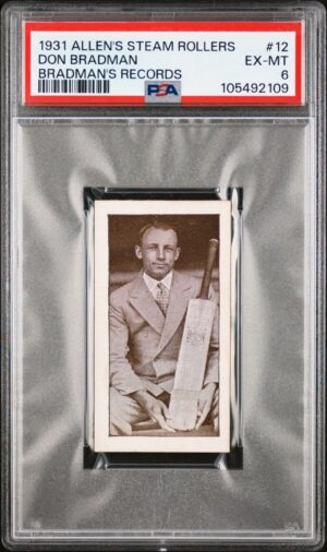 Allen's - 'Bradmans Records S1' (1931) - Half Length. Bat against shoulder. **PSA6**