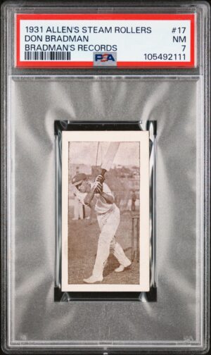 Allen's - 'Bradmans Records S1' (1931) - In cap. End of drive. Bat over left shoulder. **PSA7**