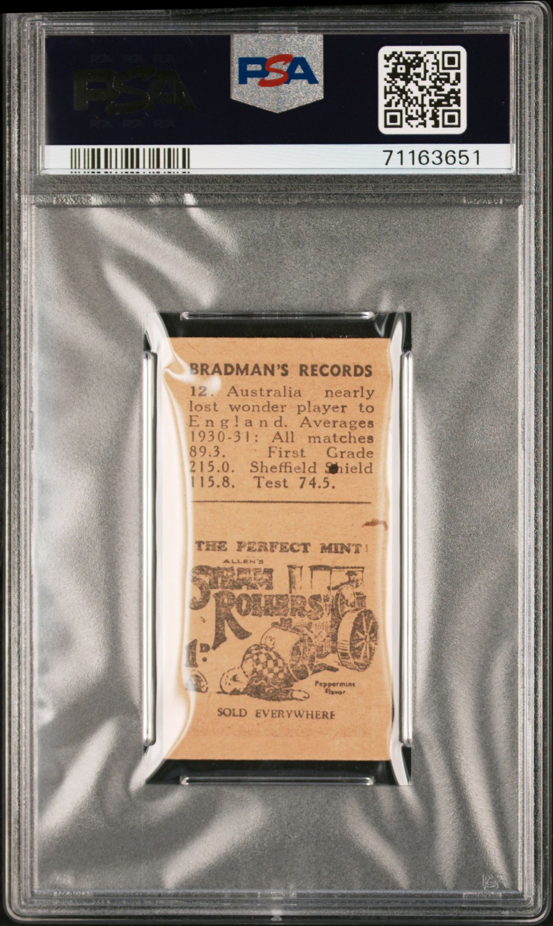 Allen's - 'Bradmans Records (Brown)' (1931) - Nearly Lost **PSA4** Allen's - 'Bradmans Records (Brown)' (1931) - Nearly Lost **PSA4**