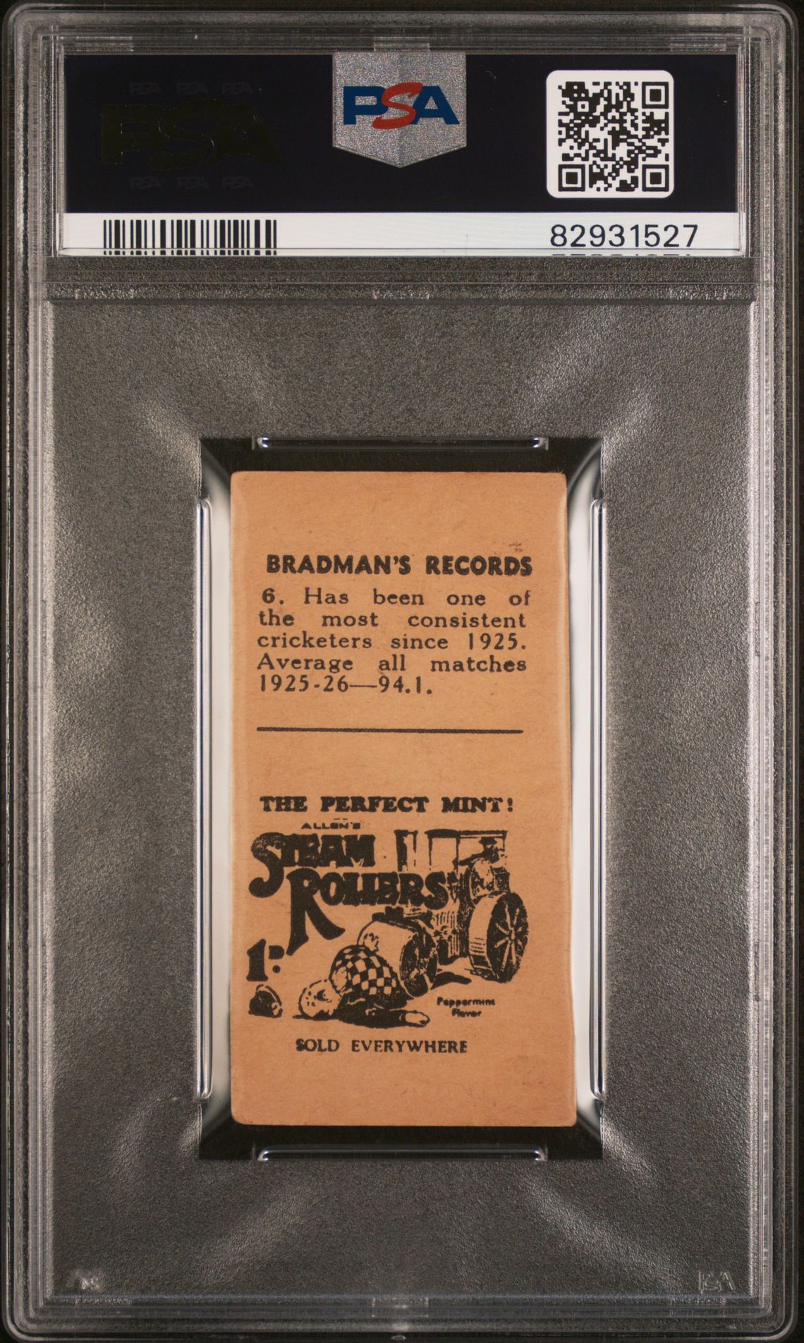 Allen's - Bradmans Records (Brown) '94.1 Average Score 1925-26' **PSA3** (1931) Allen's - Bradmans Records (Brown) '94.1 Average Score 1925-26' **PSA3** (1931)